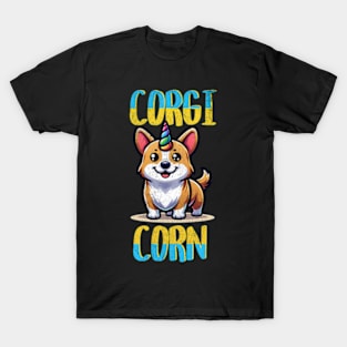 Corgi Corn Funny Dog Unicorn Cartoon Kawaii T-Shirt